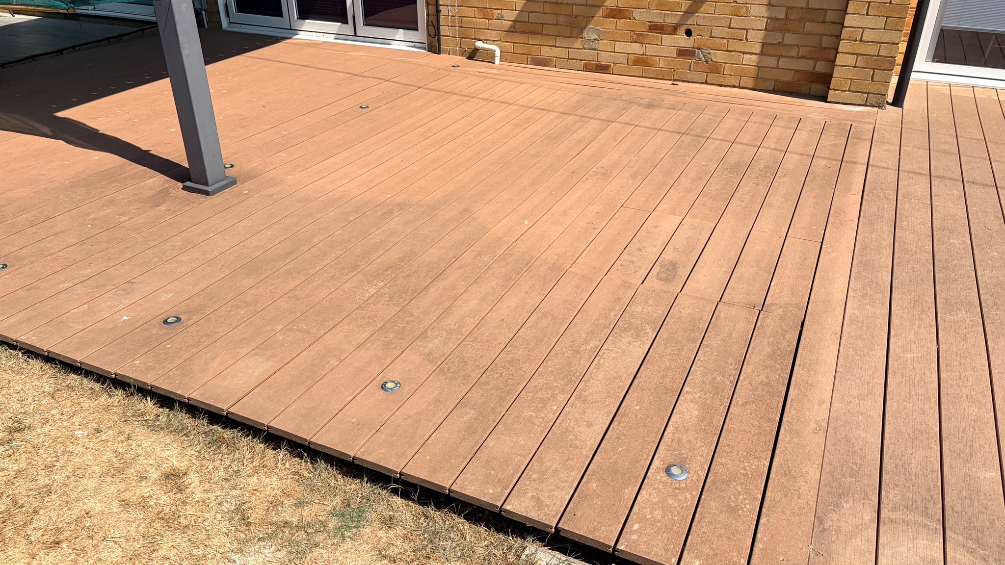 Wide angle view of finished composite deck in East Grinstead