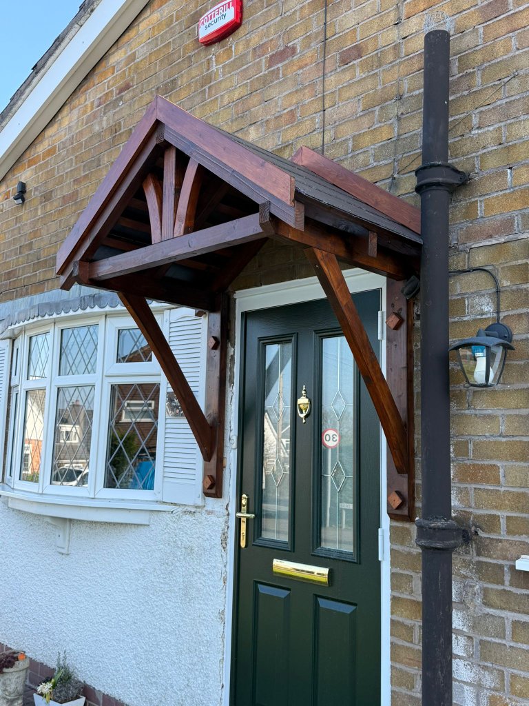 Timber door canopy porch installation Manchester